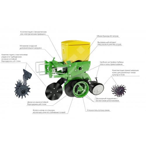Сеялка пропашная точного высева с системой контроля высева СПМ-16